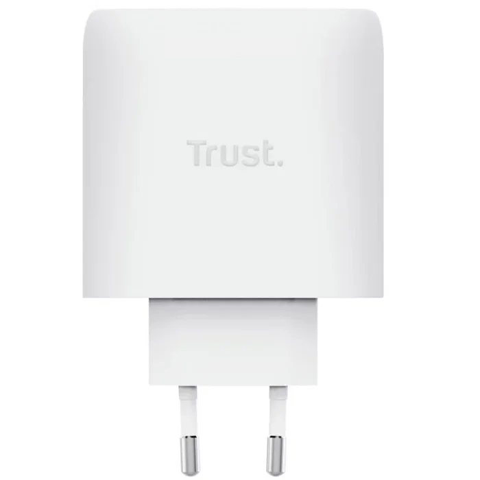 Trust Cargador de Pared USB-C GaN Maxo 65W 25526 - 2 Puertos Tipo-C PD 3.0 + PPS - Carga Rápida para Portátil, Tablet y Smartphone - Con Cable USB-C de 2m Incluido